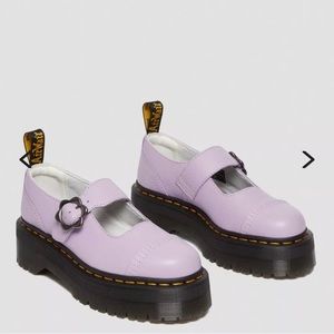 ADDINA FLOWER BUCKLE LEATHER PLATFORM SHOES in Lilac Milled Napa